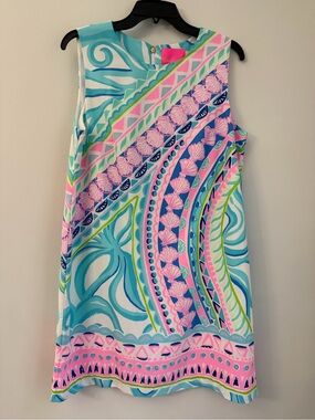 Lilly Pulitzer Narissa Stretch Shift Dress sz 12 Coco Island Engineered Shell